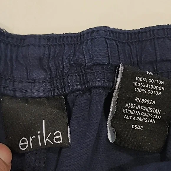 Erika Drawstring Elastic Waist Capris Blue Medium - Picture 9 of 11